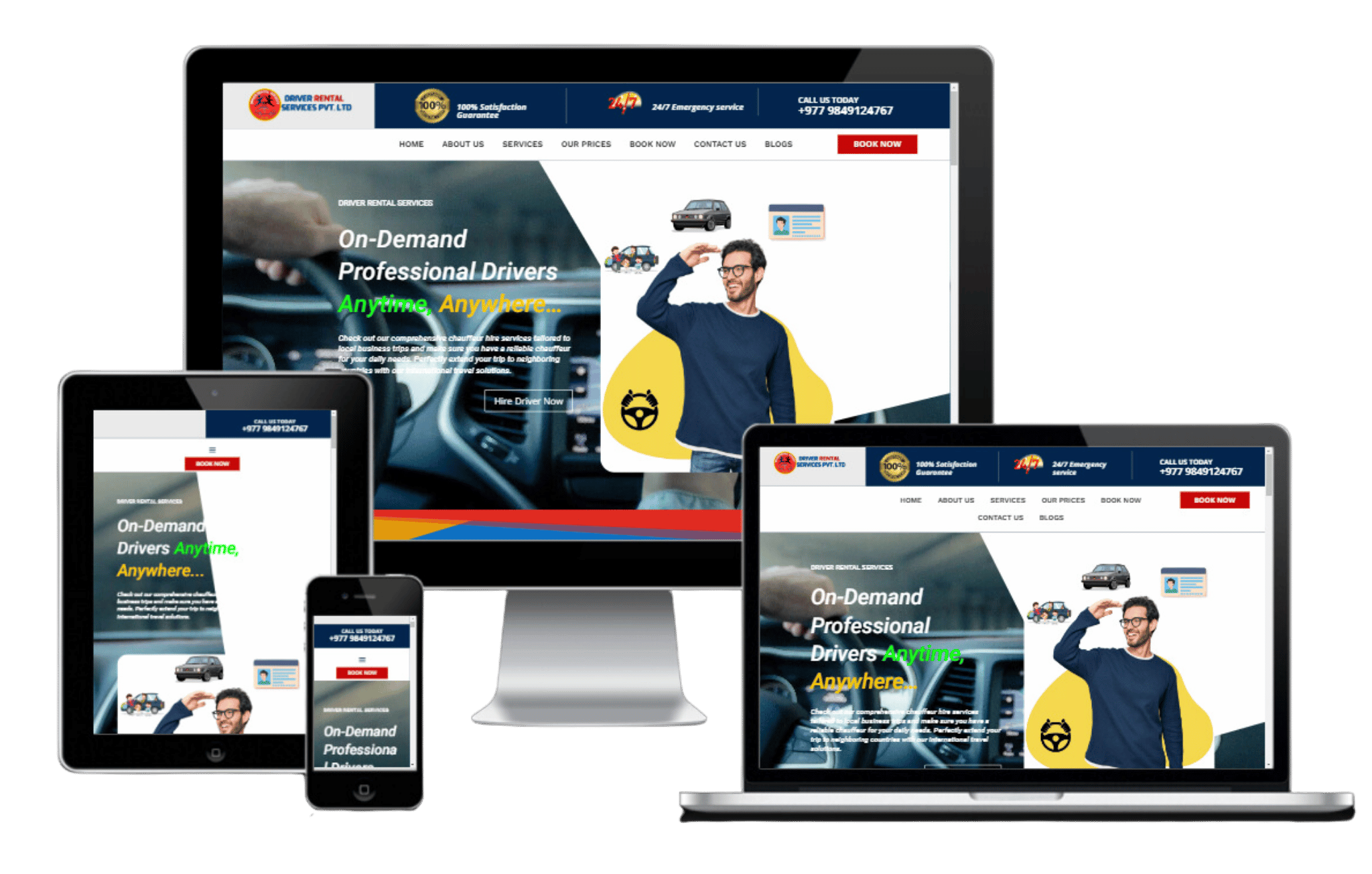 driver rental services website design